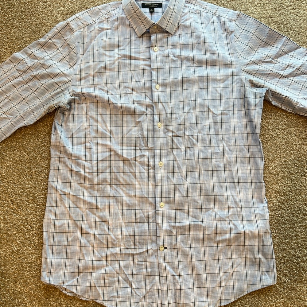 Banana Republic Blue and White Checkered Shirt